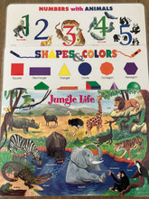 Load image into Gallery viewer, Shapes + Colors, Numbers with Animals, Jungle Life: Set of 3 Wipe-off Placemats