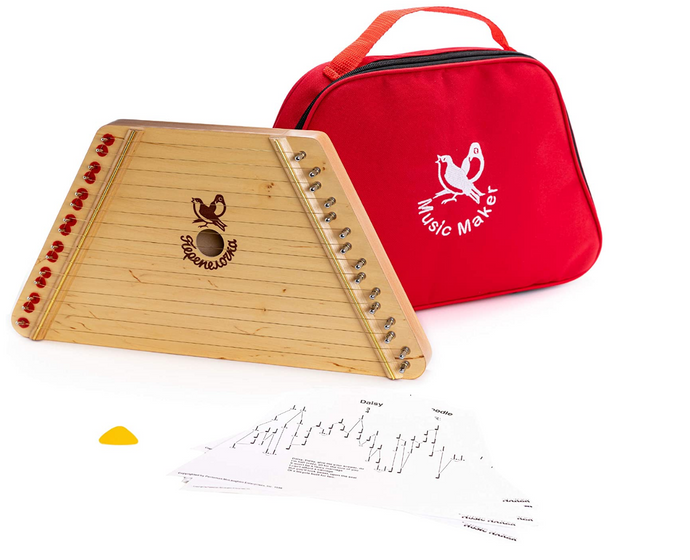Music Maker Lap Harp + Red Padded Carrying Case