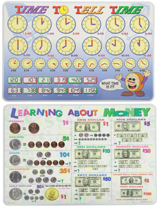 Learn About Money + Time to Tell Time - 2 Placemats